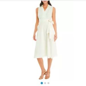 Tahari ASL Women's Sleeveless Linen Shirtdress